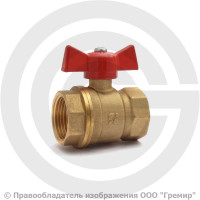 Кран латунный Ду-25 (1") Ру-40 ВР (ВН) муфтовый полнопроходной бабочка БАЗ 11б27п1 А30/1