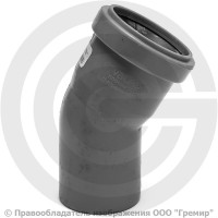 Отвод PP-H серый Дн 50 30гр б/нап в/к VALFEX Отвод PP-H серый Дн 50 30гр б/нап в/к VALFEX