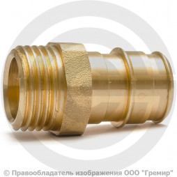 Муфта латунная для PE-X труб Дн 20-3/4" НР (НАР) GX107 Giacomini