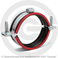 Хомут крепежный оцинкованный с резиновой прокладкой Ду-80 (Дн 87-90) (3") М8 б/к Хомут крепежный оцинкованный с резиновой прокладкой Ду-80 (Дн 87-90) (3") М8 б/к