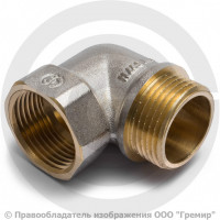 Уголок (угольник) латунный ВР-НР (ВН-НАР) Ду-32 (1 1/4") никель Aquasfera. Уголок (угольник) латунный ВР-НР (ВН-НАР) Ду-32 (1 1/4") никель Aquasfera.