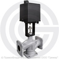 Клапан регулирующий трехходовой смесительный стальной фланцевый на пар Ду-25 Ру-25 Kvy=8 м3/ч с электроприводом LEA-1200 24В с датчиком 4-20mA Энерготехномаш