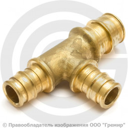 Тройник латунный переходной для PE-X труб Дн 25-16-20 РОС