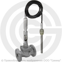 Регулятор температуры прямого действия РТПД чугунный фланцевый Ду-25 Ру-16 Kvy=10 м3/ч с термосистемой ТС-3 Энерготехномаш