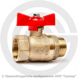 Кран латунный Ду-15 (1/2") Ру-40 ВР-НР (ВН-НАР) бабочка ГАЛЛОП Стандарт 231