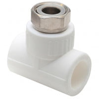 Тройник PP-R комбинированный белый с накидной гайкой Дн 20-1/2" RTP (РосТурПласт) Тройник PP-R комбинированный белый с накидной гайкой Дн 20-1/2" RTP (РосТурПласт)