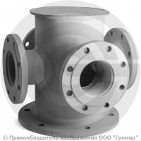 Крест с пожарной подставкой фланцевый ППКФ стальной Ду 300-250 Крест с пожарной подставкой фланцевый ППКФ стальной Ду 300-250