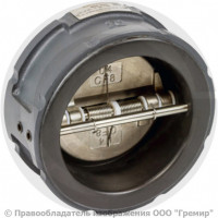 Клапан обратный двухстворчатый чугунный межфланцевый Ду-300 Ру-16 (Т<120°С) ств нерж ЗОД Ридан Клапан обратный двухстворчатый чугунный межфланцевый Ду-300 Ру-16 (Т<120°С) ств нерж ЗОД Ридан