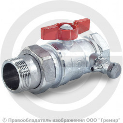 Кран латунный со спускником Ду-15 (1/2") Ру-42 ВР-"Американка" хром бабочка Giacomini R259DS