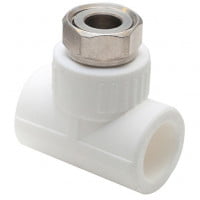 Тройник PP-R комбинированный белый с накидной гайкой Дн 32-1 1/4" RTP (РосТурПласт) Тройник PP-R комбинированный белый с накидной гайкой Дн 32-1 1/4" RTP (РосТурПласт)