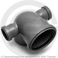 Отвод PP-H с выходом левый и правый серый Дн 110-50 87гр б/нап в/к VALFEX Отвод PP-H с выходом левый и правый серый Дн 110-50 87гр б/нап в/к VALFEX