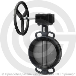 Затвор дисковый поворотный межфланцевый с редуктором Ду-400 Ру-16 NBR с нержавеющим диском Benarmo
