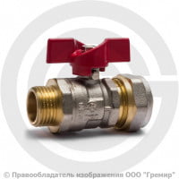 Кран латунный обжимной Дн 20-3/4" Ру-16 НР-под обжим никель бабочка Aquasfera Euro 1017 Кран латунный обжимной Дн 20-3/4" Ру-16 НР-под обжим никель бабочка Aquasfera Euro 1017