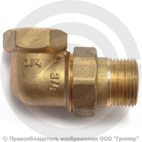 Американка (соединитель) латунная угловая ВР-НР (ВН-НАР) Ду-20 (3/4") VALFEX