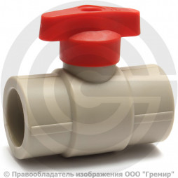 Кран PP-R Дн 25 полупроходной с красной ручкой серый VALFEX