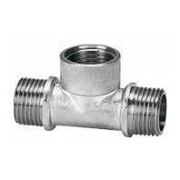 Тройник латунный НР-ВР-НР (НАР-ВН-НАР) Ду-20 (3/4") никель SantechSystems