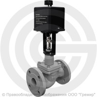 Клапан регулирующий двухходовой чугунный фланцевый Ду-100 Ру-16 Kvy=160 м3/ч с электроприводом LEA-2500 220В без датчика 25ч945нж Энерготехномаш