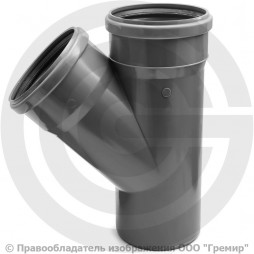 Тройник НПВХ (ПВХ) с раструбом серый Дн 110-110 45гр б/нап в/к ТУ 6-49-33-92 Агригазполимер