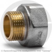 Переход латунный (переходник) ВР-НР (ВН-НАР) Ду 25-20 (1"- 3/4") никель Aquasfera Переход латунный (переходник) ВР-НР (ВН-НАР) Ду 25-20 (1"- 3/4") никель Aquasfera