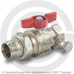 Кран латунный со спускником Ду-15 (1/2") Ру-42 ВР-"Американка" никель бабочка Giacomini R919S