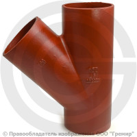 Тройник чугунный безраструбный SML Ду 100-100 45гр Китай Тройник чугунный безраструбный SML Ду 100-100 45гр Китай