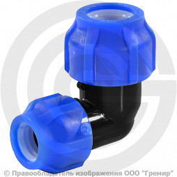 Отвод ПЭ компрессионный переходной Дн 63-50 90гр VALFEX