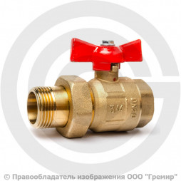 Кран латунный Ду-20 (3/4") Ру-16 ВР-"Американка" полнопроходной бабочка ГАЛЛОП Крепыш 332