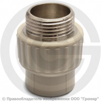 Муфта PP-R комбинированная серая НР (НАР) Дн 25-1/2" Pro Aqua Муфта PP-R комбинированная серая НР (НАР) Дн 25-1/2" Pro Aqua