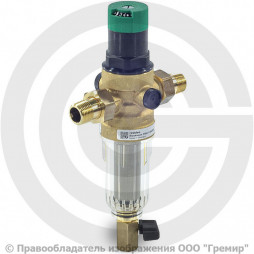 Фильтр сетчатый Т-образный латунный Ду-25 (1") Ру-16 НР (НАР) (Т<40°С) с регулятором давления Honeywell FK06