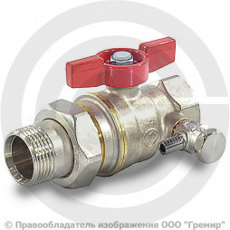 Кран латунный со спускником Ду-25 (1") Ру-35 ВР-"Американка" никель бабочка Giacomini R919S