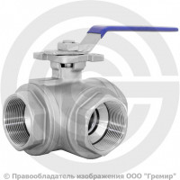 Кран нержавеющий AISI 304 (CF8) трехходовой T-тип Ду-15 (1/2") Ру-64 ВР (ВН) муфтовый NK-BTt15/4 Кран нержавеющий AISI 304 (CF8) трехходовой T-тип Ду-15 (1/2") Ру-64 ВР (ВН) муфтовый NK-BTt15/4