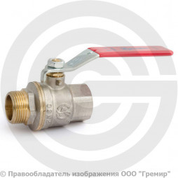 Кран латунный Ду-20 (3/4") Ру-30 ВР-НР (ВН-НАР) никель полнопроходной рычаг Aquasfera Euro 1003