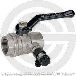 Кран латунный со сливным клапаном Ду-15 (1/2") Ру-64 ВР (ВН) никель рычаг Bugatti серия 330