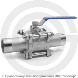 Кран нержавеющий AISI 304 (CF8) трехсоставной под приварку Ду-32 (1 1/4") Ру-40 NK-BE32/4