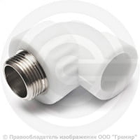 Угольник PP-R комбинированный белый НР (НАР) Дн 20-1/2" RTP (РосТурПласт)