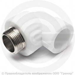 Угольник PP-R комбинированный белый НР (НАР) Дн 20-1/2" RTP (РосТурПласт)