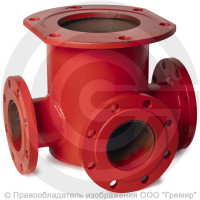 Тройник с пожарной подставкой фланцевый ППТФ стальной Ду 400-350 Ру-10 КЗСД Тройник с пожарной подставкой фланцевый ППТФ стальной Ду 400-350 Ру-10 КЗСД