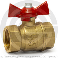 Кран латунный Ду-20 (3/4") Ру-40 ВР (ВН) муфтовый бабочка VALFEX 11Б27фт1М