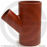 Тройник чугунный безраструбный SML Ду 125-50 45гр Китай Тройник чугунный безраструбный SML Ду 125-50 45гр Китай