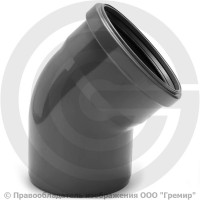 Отвод НПВХ (ПВХ) с раструбом серый Дн 110 45гр б/нап в/к ТУ 6-49-33-92 Хемкор Отвод НПВХ (ПВХ) с раструбом серый Дн 110 45гр б/нап в/к ТУ 6-49-33-92 Хемкор