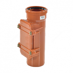 Ревизия НПВХ (ПВХ) с раструбом коричневая Дн 125 б/нап в комплекте с крышкой Ostendorf KGRE