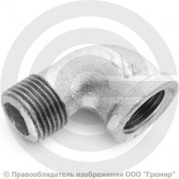 Угольник чугунный оцинкованный ВР-НР (ВН-НАР) Ду 15 (1/2")