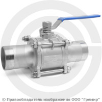 Кран нержавеющий AISI 304 (CF8) трехсоставной под приварку Ду-65 (2 1/2") Ру-25 NK-BE65/4