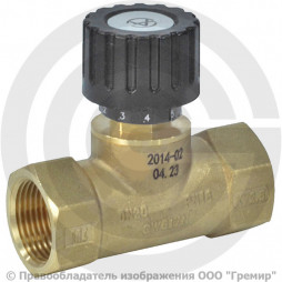 Клапан балансировочный ручной латунный муфтовый Ду-25 Ру-16 ВР (ВН) Kvs=4м3/ч без ниппелей EURO Aquasfera