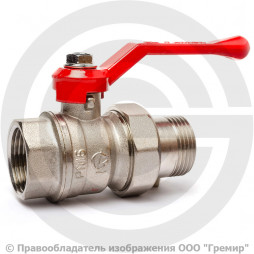 Кран латунный Ду-25 (1") Ру-16 ВР-"Американка" никель полнопроходной рычаг ГАЛЛОП Стандарт 222