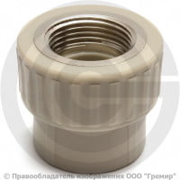 Муфта PP-R комбинированная серая ВР (ВН) Дн 25-1" VALFEX Муфта PP-R комбинированная серая ВР (ВН) Дн 25-1" VALFEX