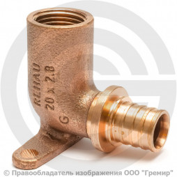 Водорозетка бронзовая для PE-X труб Дн 20-1/2" ВР (ВН) L=42мм короткая RAUTITAN RX+ Rehau