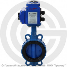 Затвор дисковый поворотный межфланцевый Ду-200 Ру-16 EPDM с чугунным диском Benarmo с электроприводом Q-250 230В