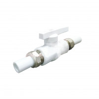 Кран PP-R с двусторонним разъемным соединением Дн 20 полнопроходной белый VALFEX