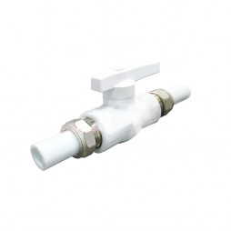 Кран PP-R с двусторонним разъемным соединением Дн 20 полнопроходной белый VALFEX